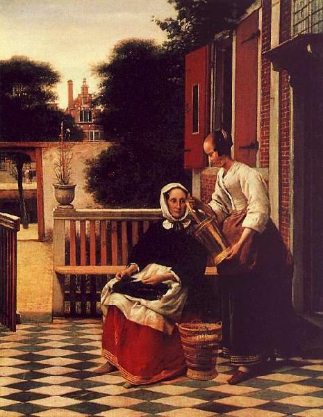 Pieter de Hooch Woman and a Maid with a Pail in a Courtyard France oil painting art
